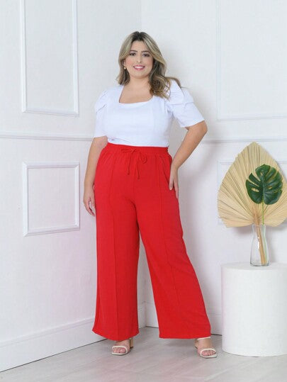 Alilan Calça Pantalona Plus Size - Elegância e Conforto em Cada Passo