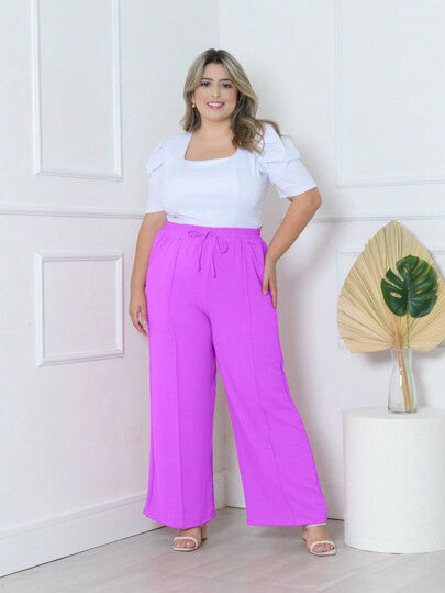 Alilan Calça Pantalona Plus Size - Elegância e Conforto em Cada Passo