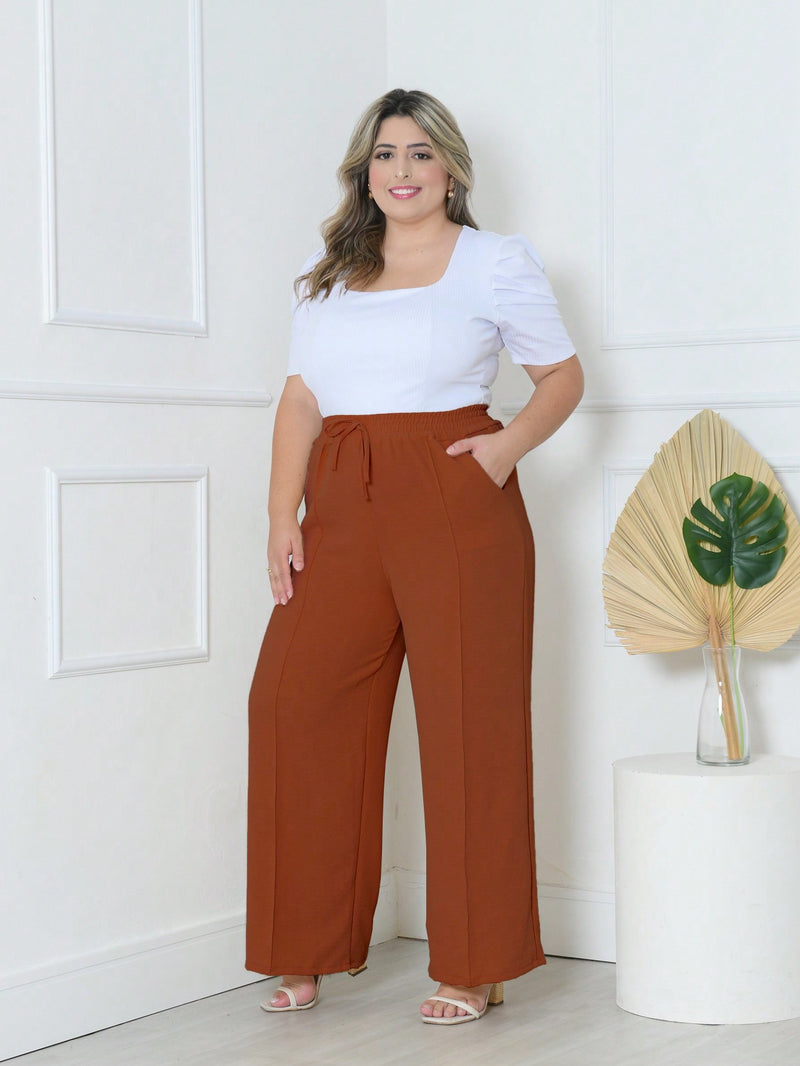 Alilan Calça Pantalona Plus Size - Elegância e Conforto em Cada Passo