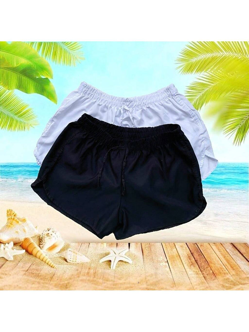 kit 2 Short Tactel Molinho Basico PRETO E BRANCO Banho, Praia, Piscina