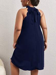 Vestido PLUS SIZE Franch Azul Real Vai até o 4G elefante confortável. Casual Chic.