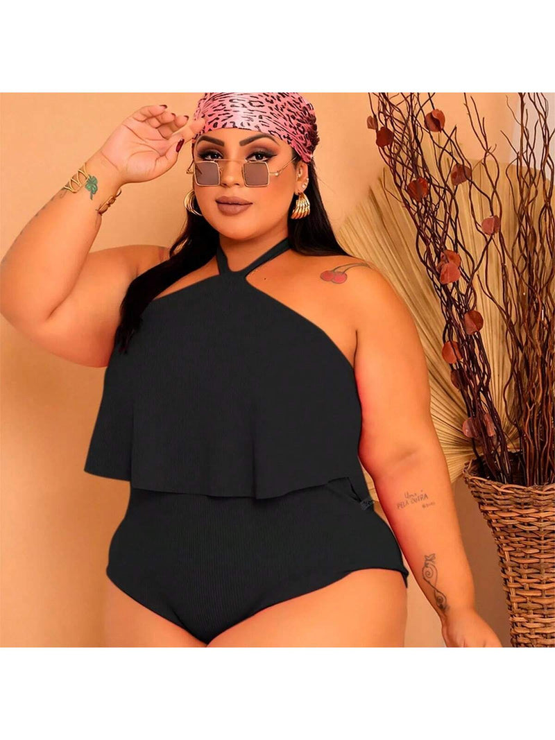 Body Babado Alça Feminino Plus Size Tamanho Grande Suplex