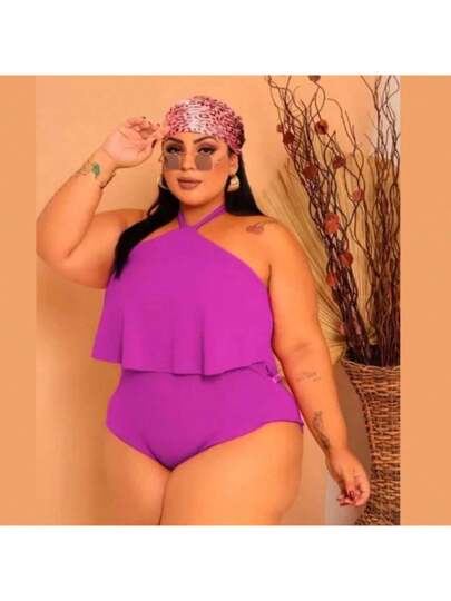 Body Babado Alça Feminino Plus Size Tamanho Grande Suplex