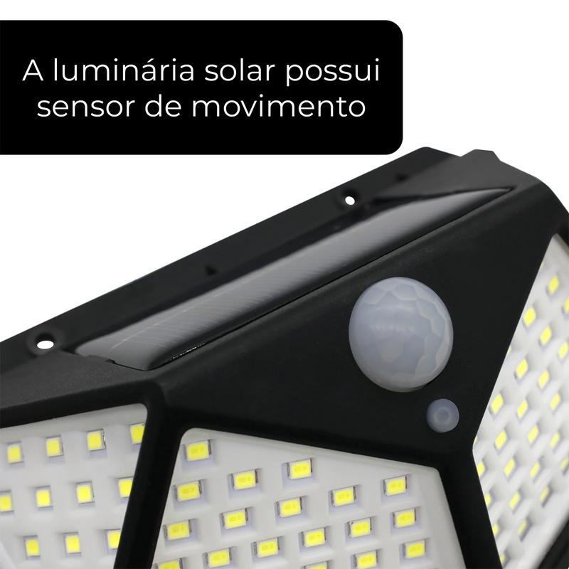 Iluminação Potente e Sustentável - Kit 5 Luminárias Solares com 100 Leds para Jardim!