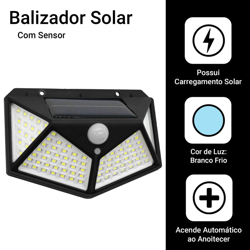 Iluminação Potente e Sustentável - Kit 5 Luminárias Solares com 100 Leds para Jardim!