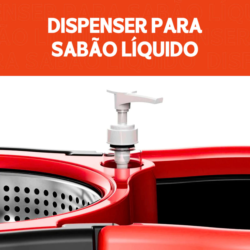 Mop Giratório Inox Premium com Balde Centrífuga - Limpeza Eficiente e Sem Esforço