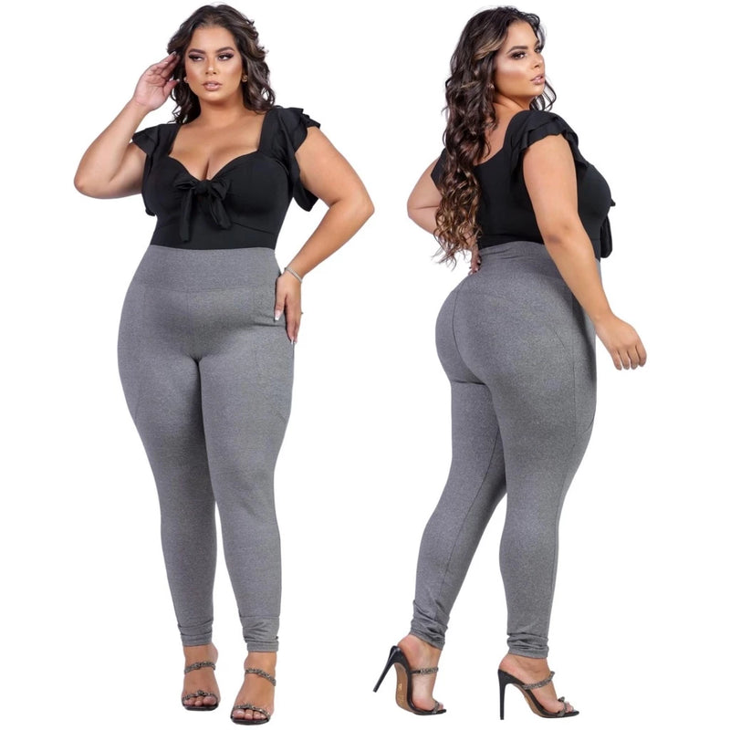 Calça Legging Plus Size Levanta Bumbum Preta ou Cinza Suplex Cintura Alta do G ao G4 / tecido , flexível, durável, macio e resistente