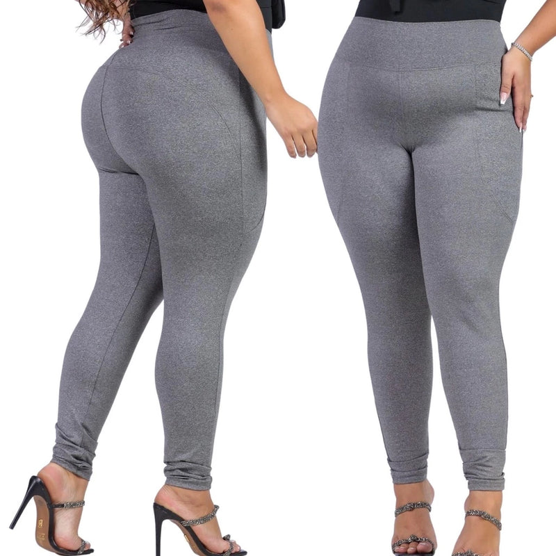 Calça Legging Plus Size Levanta Bumbum Preta ou Cinza Suplex Cintura Alta do G ao G4 / tecido , flexível, durável, macio e resistente