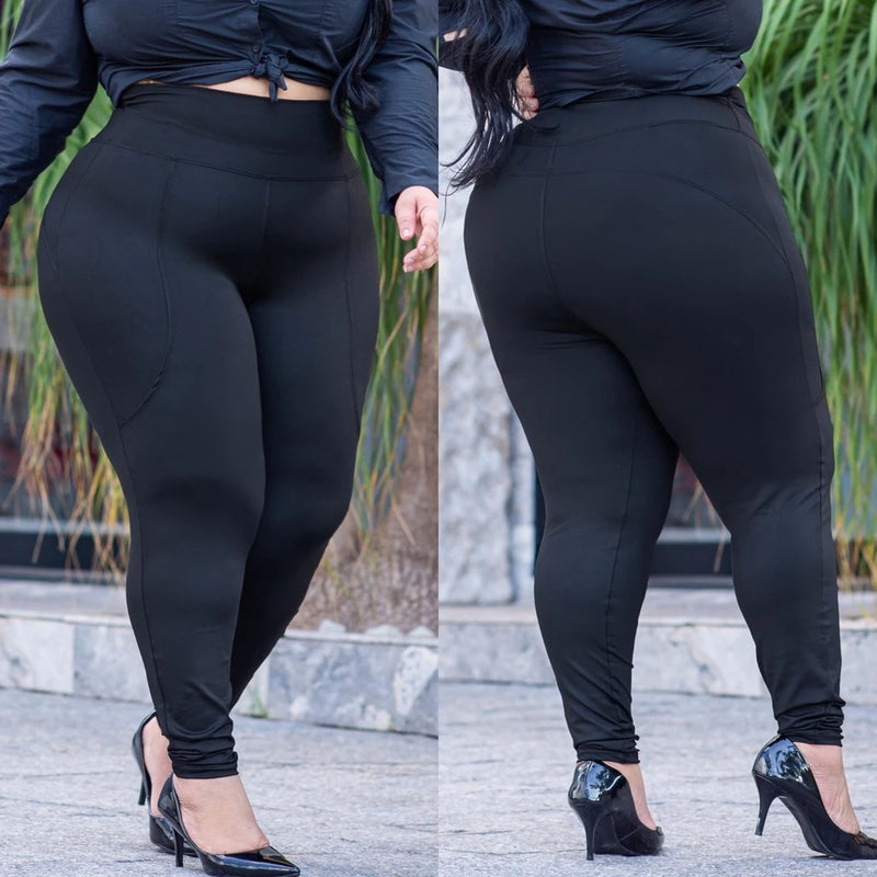 Calça Legging Plus Size Levanta Bumbum Preta ou Cinza Suplex Cintura Alta do G ao G4 / tecido , flexível, durável, macio e resistente