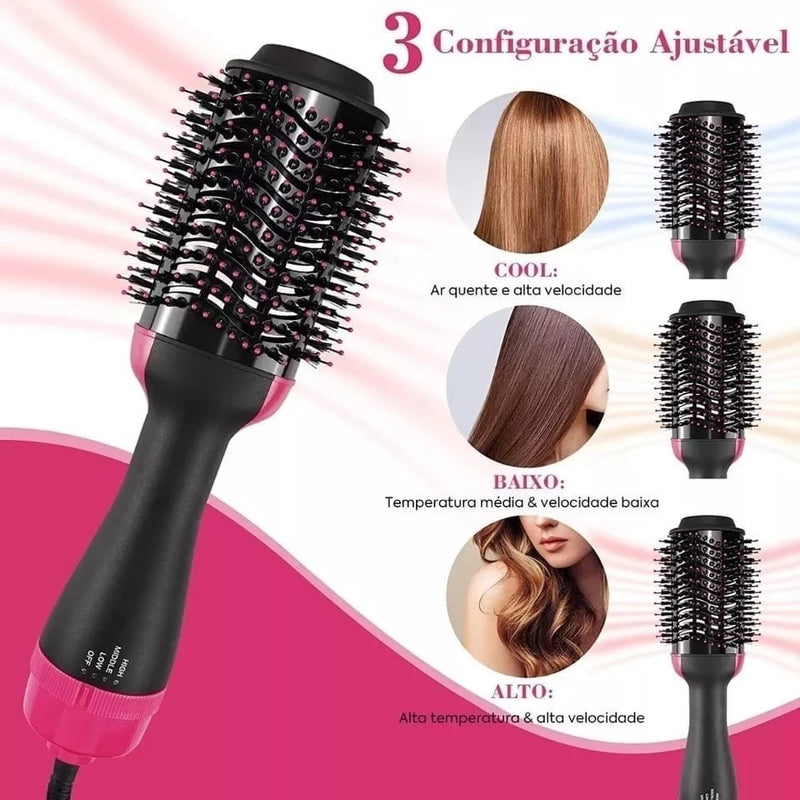 Escova Secadora Alisador Elétrica Quente Cabelo Com 3 Em1 Hair Styler Marisa